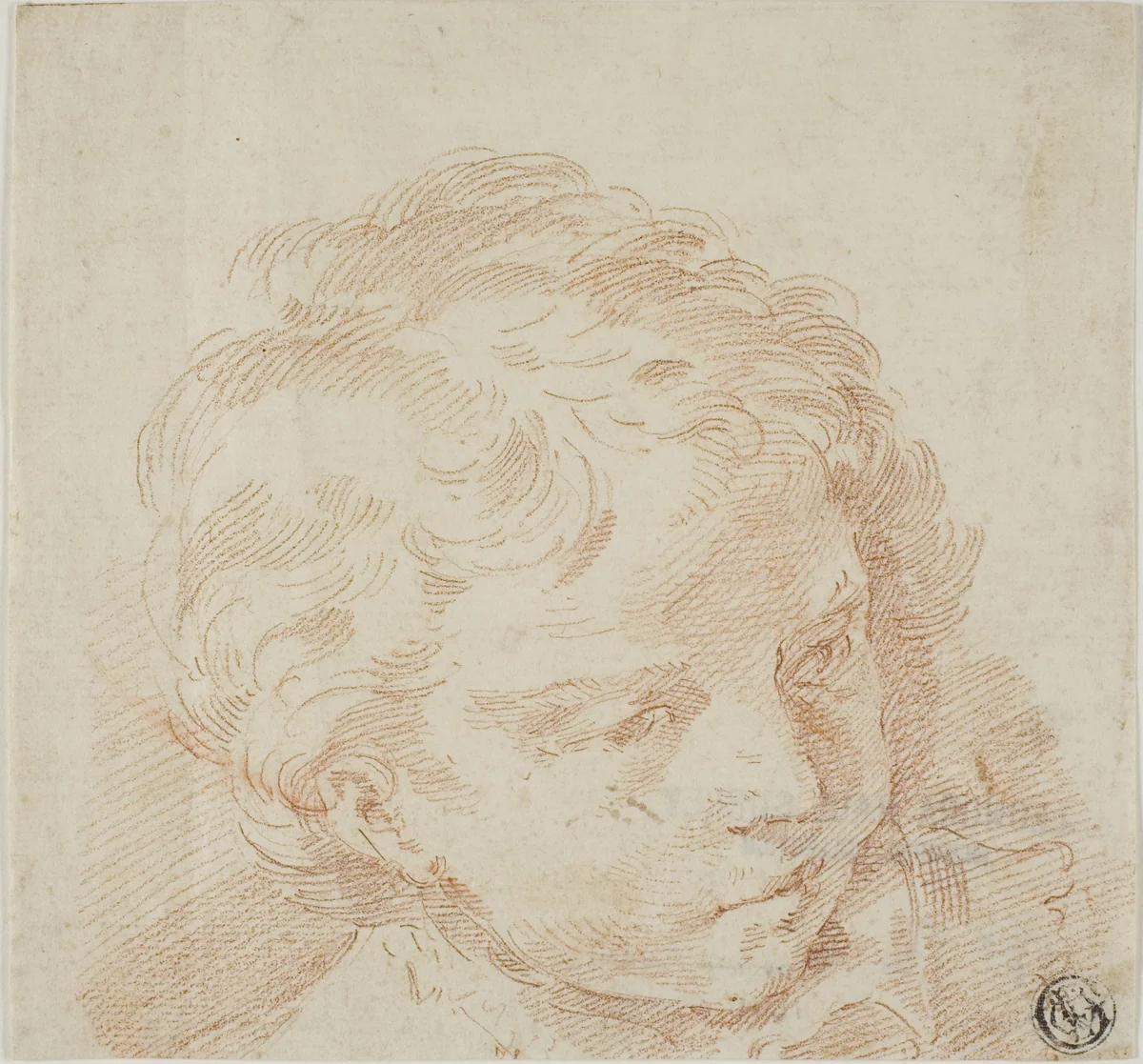 Child's Head by Donato Creti, drawing, 1691-1749