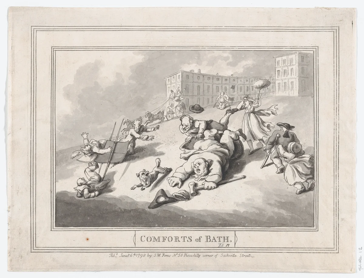 Comforts of Bath, Plate 12 by Thomas Rowlandson, print, 1798