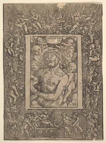 Ecce Homo with Ornamental Border showing the Triumph of Bacchus by Hans Baldung, print, 1511