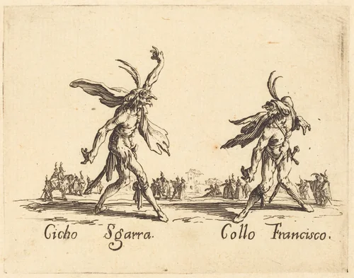 Cicho Sgarra and Collo Francisco by Jacques Callot, print, 1622