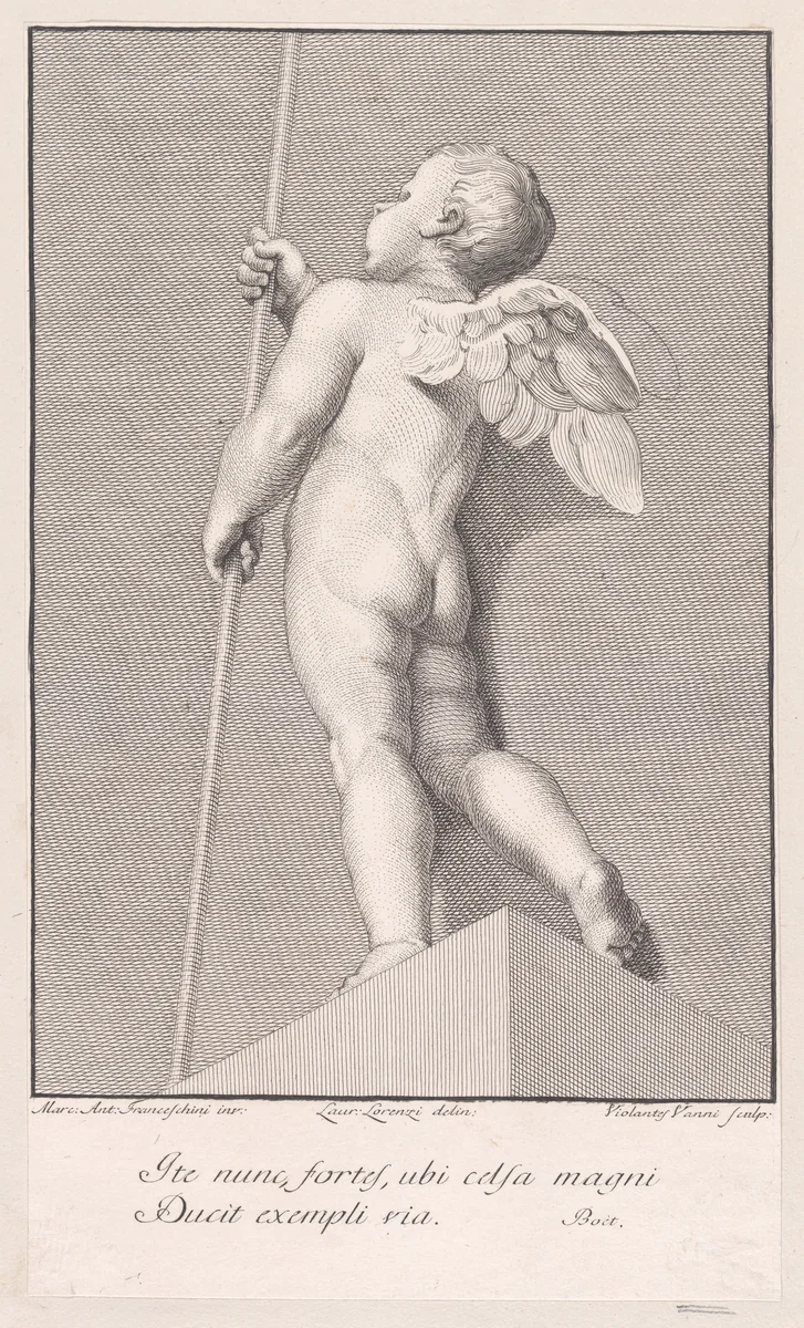 Amorino holding a pole by Violante Vanni, print, 1774