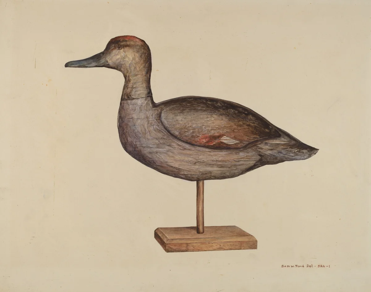 Gadwall Decoy by Samuel W. Ford, index of american design, 1939