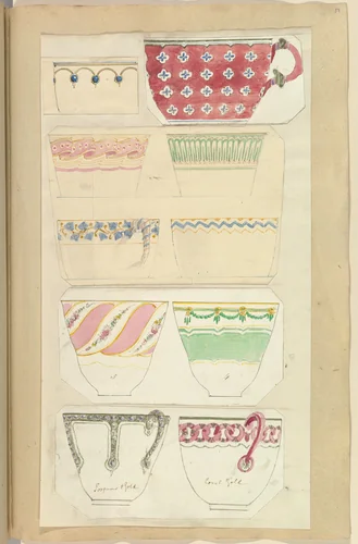 Ten Designs for Decorated Cups by Alfred Forrester, drawing, 1845-1855