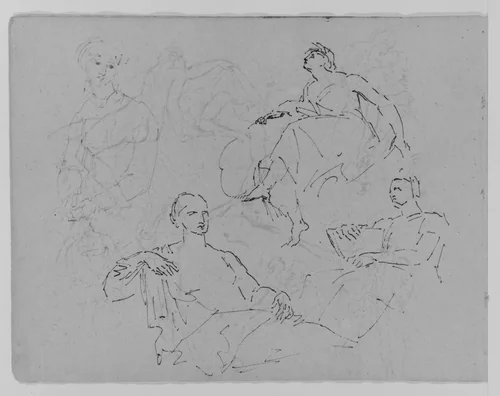 Four Figure Studies (from Sketchbook) by Thomas Sully, artwork, 1810-1820