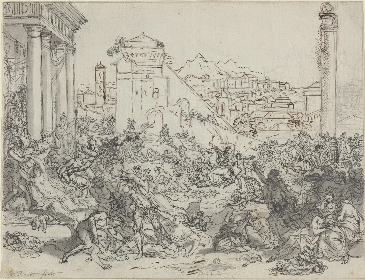 Massacre of the Innocents by Bernard Picart, drawing, 1714