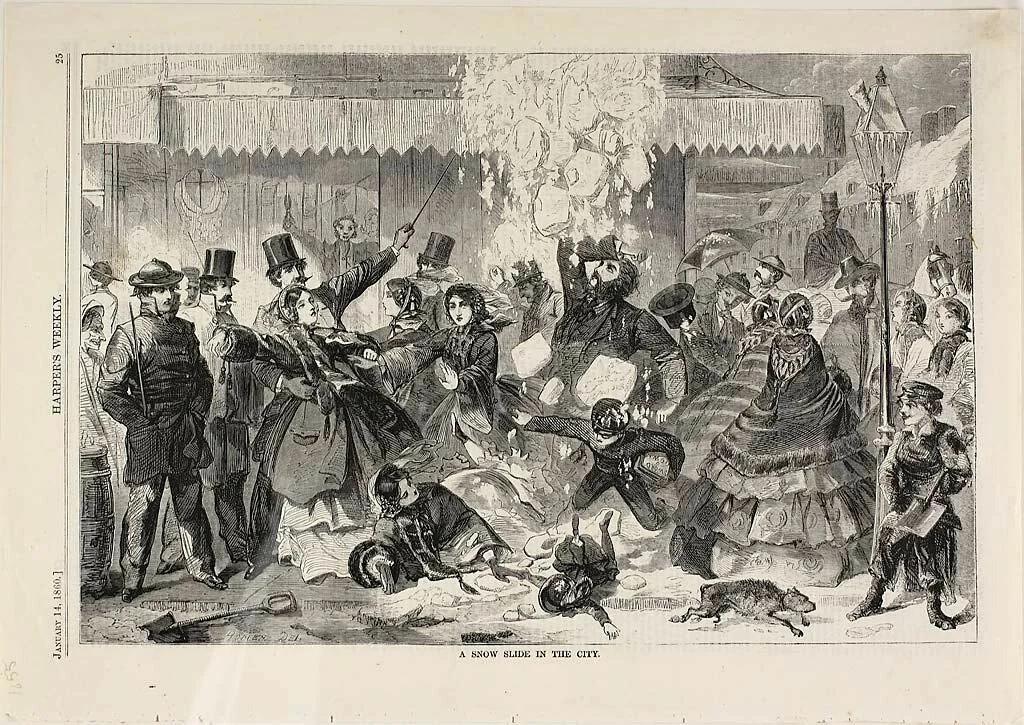 A Snow Slide in the City by Winslow Homer, print, 1860