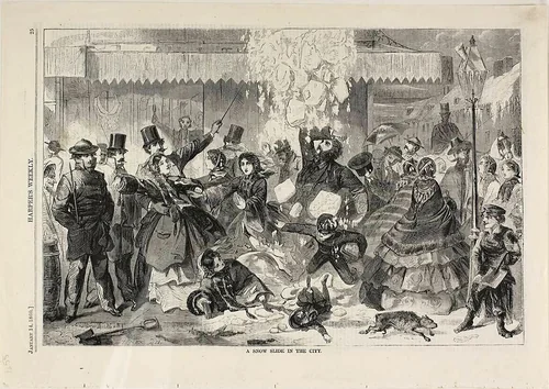 A Snow Slide in the City by Winslow Homer, print, 1860