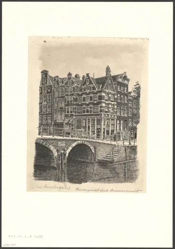 Gezicht op de Prinsengracht, hoek Brouwersgracht by anonymous, drawing, 1850-1950