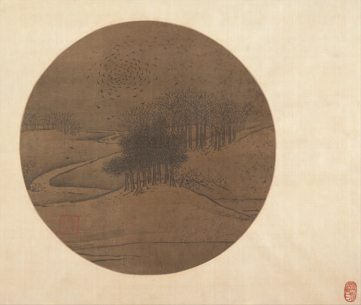 Crows and Bare Trees in Winter by Unidentified Artist, painting, 1267-1333