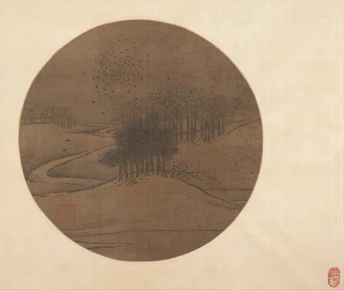 Crows and Bare Trees in Winter by Unidentified Artist, painting, 1267-1333