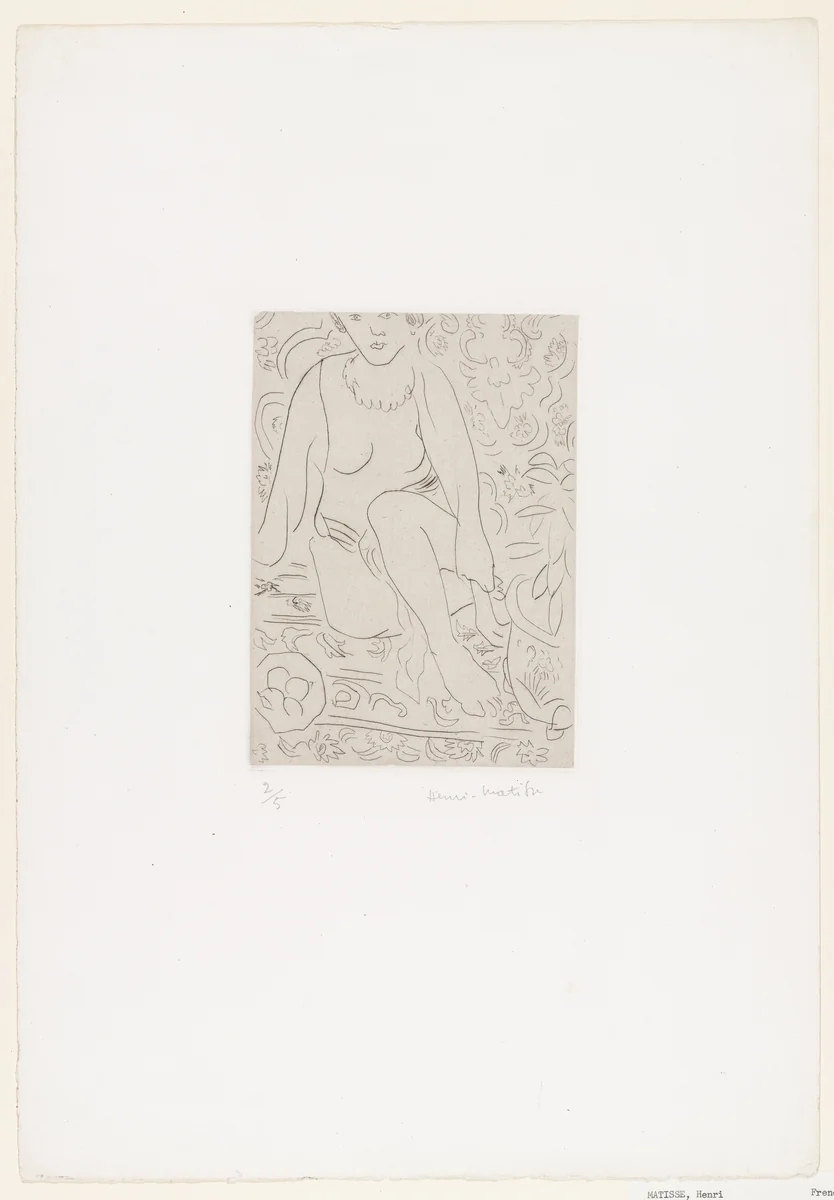 Nude in an interior, with fruit bowl (Nu dans un intérieur, avec une coupe de fruits) by Henri Matisse, print, 1926