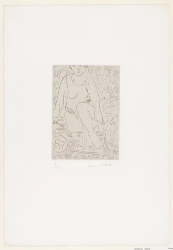 Nude in an interior, with fruit bowl (Nu dans un intérieur, avec une coupe de fruits) by Henri Matisse, print, 1926