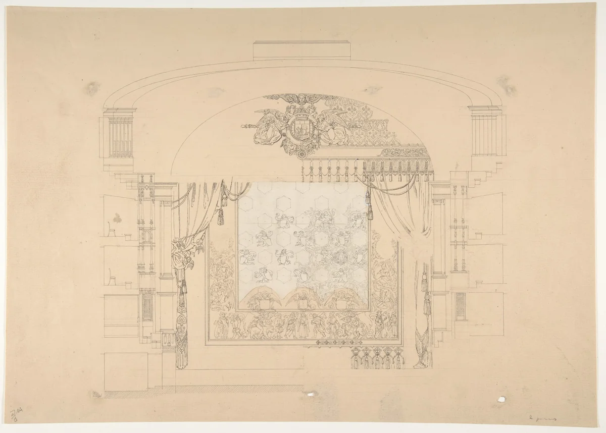 Design for a Stage Set by Aimé Chenavard, drawing, 1810-1838