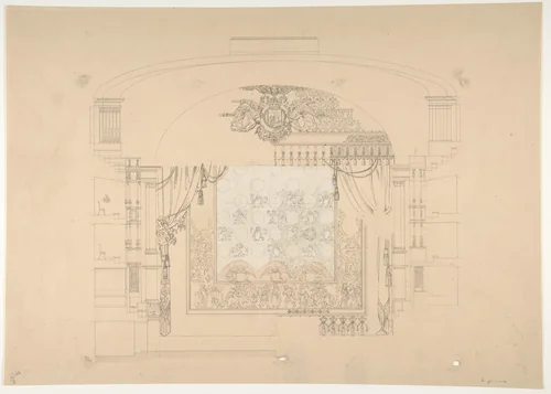 Design for a Stage Set by Aimé Chenavard, drawing, 1810-1838