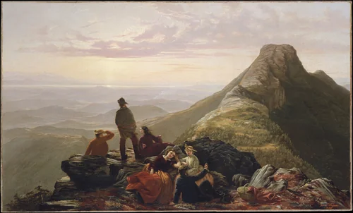 The Belated Party on Mansfield Mountain by Jerome B. Thompson, artwork, 1858