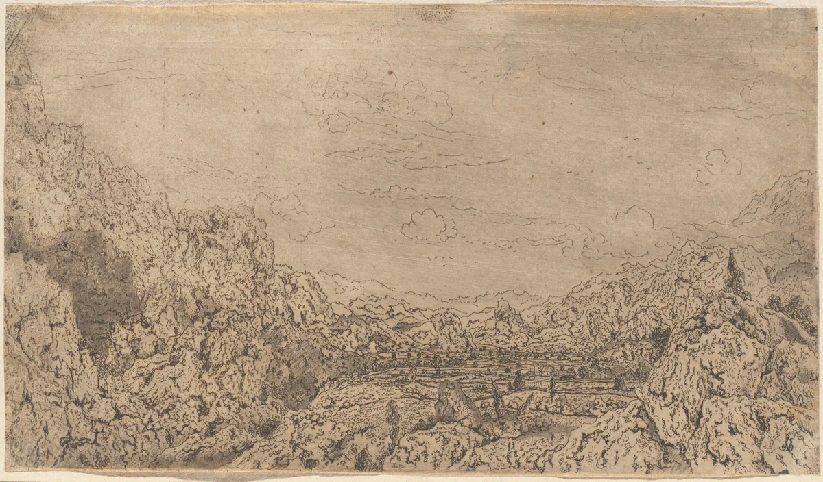 The Enclosed Valley by Hercules Seghers, print, 1617-1627
