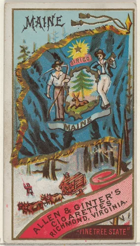 Maine, from Flags of the States and Territories (N11) for Allen & Ginter Cigarettes Brands by Allen & Ginter, print, 1888