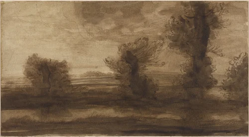 In the Marshes by Alphonse Legros, drawing, 1837-1911