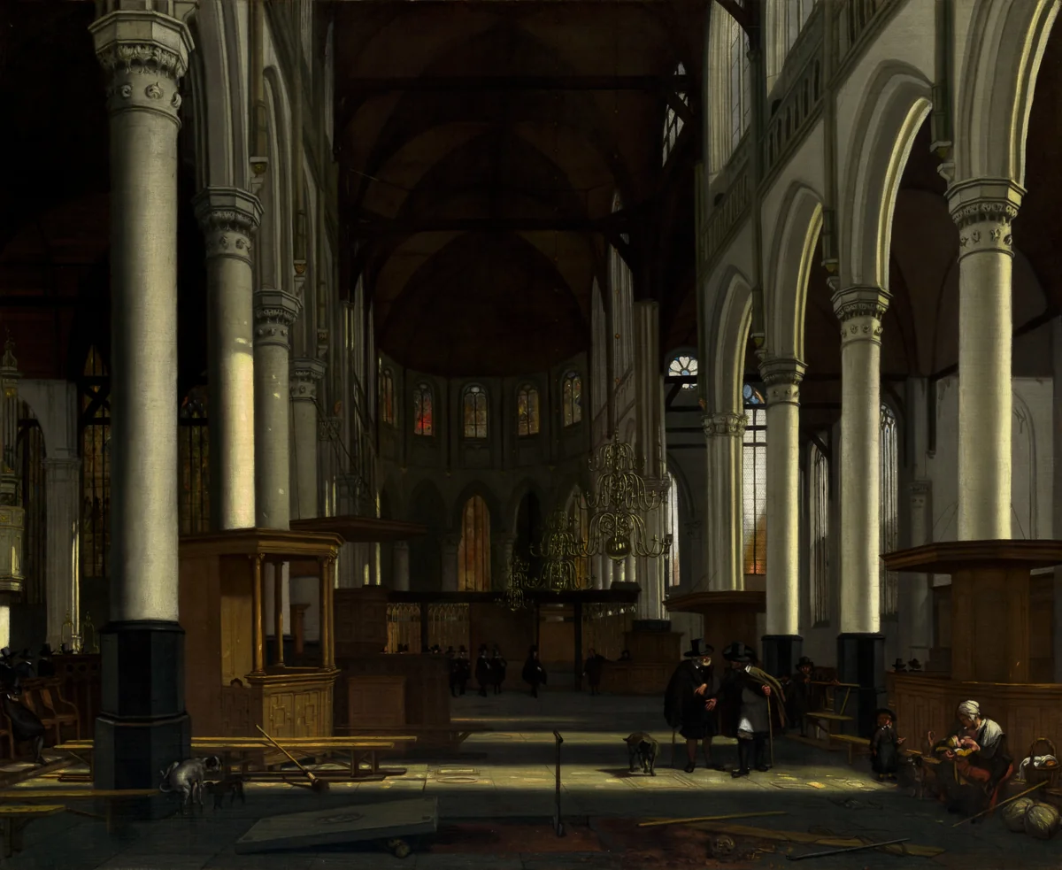 The Interior of the Oude Kerk, Amsterdam by Emanuel de Witte, painting, 1660