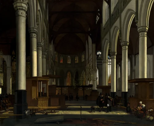 The Interior of the Oude Kerk, Amsterdam by Emanuel de Witte, painting, 1660