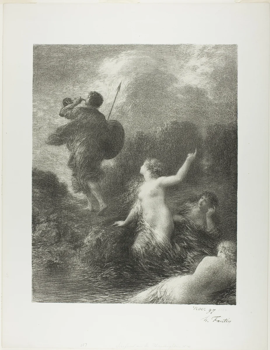 Twilight of the Gods: Siegfried and the Rhine Maidens by Henri Fantin-Latour, print, 1898