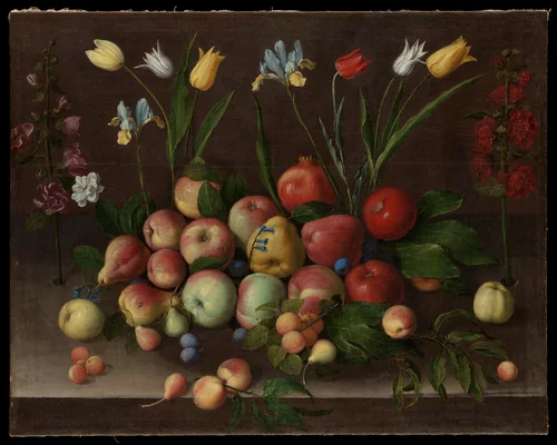 Fruit and Flowers by Orsola Maddalena Caccia, painting, 1625-1635