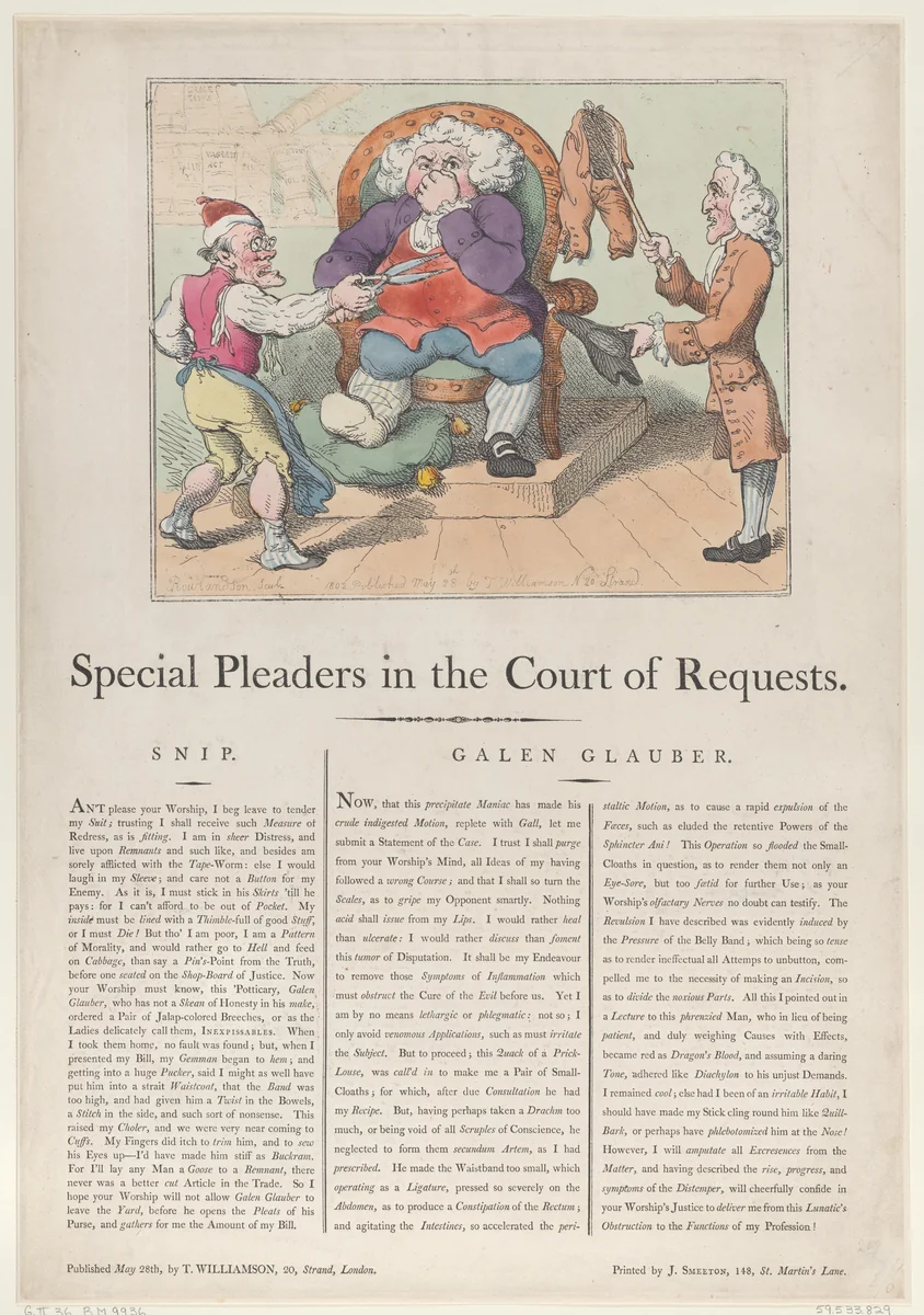 Special Pleaders in the Court of Requests by Thomas Rowlandson, print, 1802