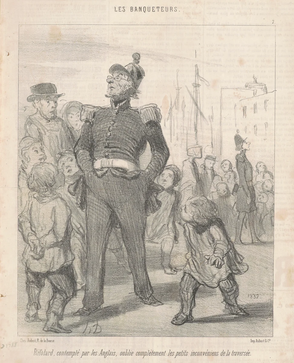 Rifolard ... oublie ... les inconvénients de la traversée by Honoré Daumier, print, 1849