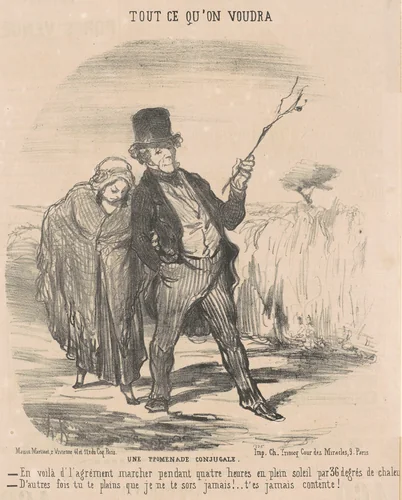 Une promenade conjugale by Honoré Daumier, print, 1852