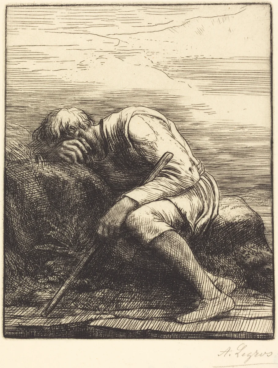 Sinbad the Sailor (Sinbad le marin) by Alphonse Legros, print, 1837-1911