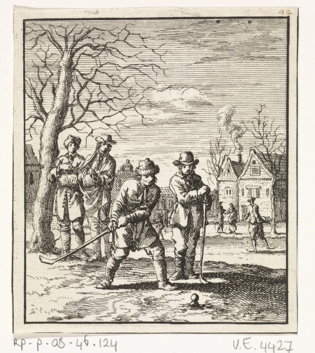 Kolfspelende jongens by Jan Luyken, print, 1712