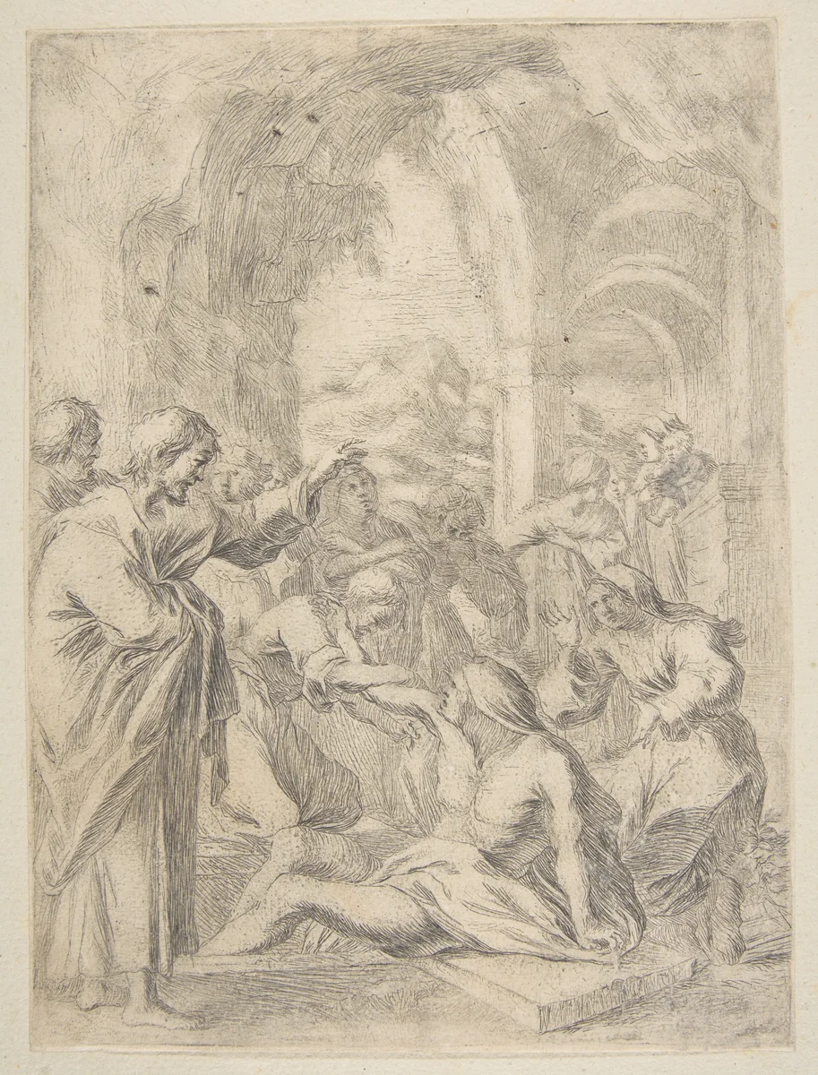 Raising of Lazarus by Laurent de La Hyre, print, 1620-1656