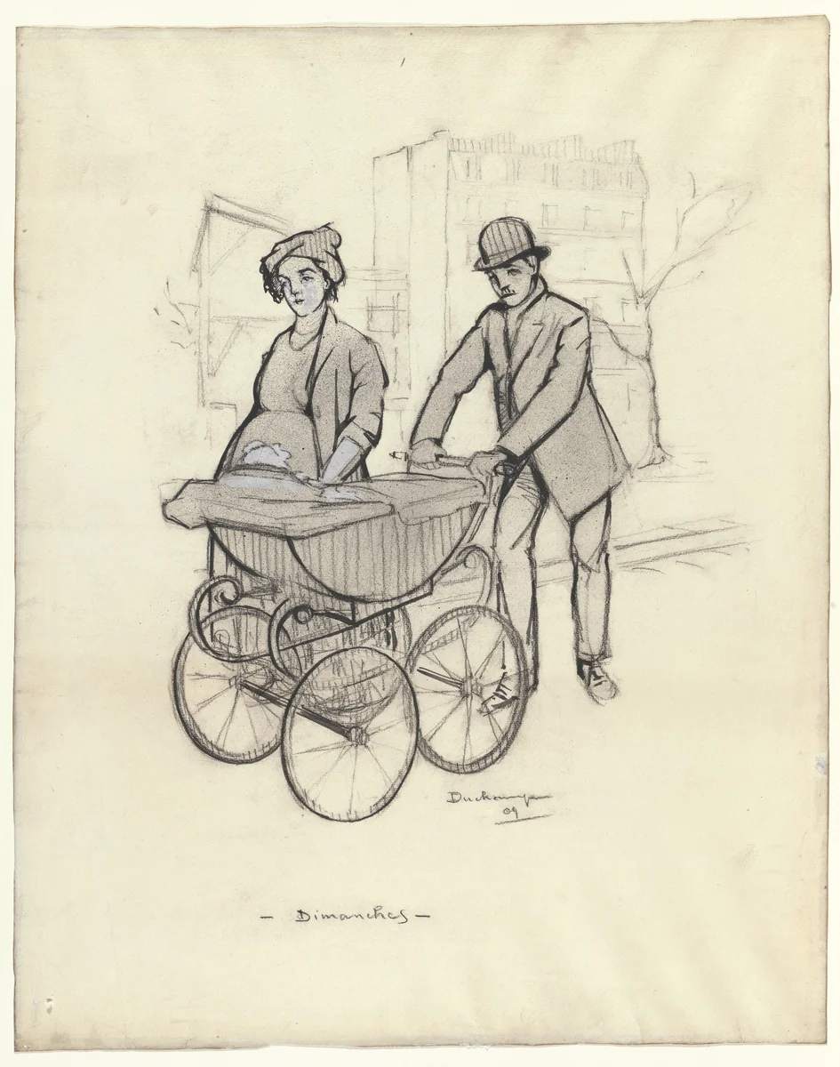 Sundays by Marcel Duchamp, drawing, 1909