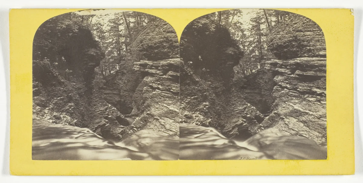 Buttermilk Creek Ithaca Cascades and 4t Fall looking down by J. C. Burritt, photograph, 1860-1865