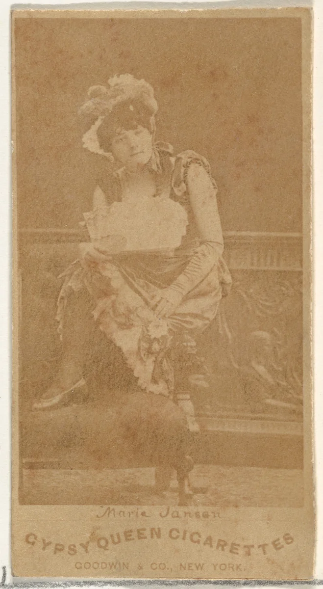 Marie Jansen, from the Actors and Actresses series (N171) for Gypsy Queen Cigarettes by Goodwin & Company, photograph, 1886-1890