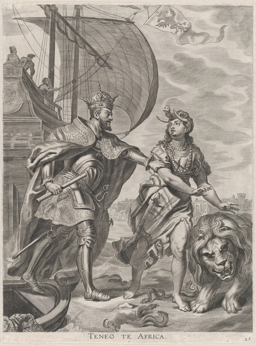 Plate 23: Emperor Charles V, campaign in Africa; from Guillielmus Becanus's 'Serenissimi Principis Ferdinandi, Hispaniarum Infantis...' by Jacob Neeffs, print, 1636