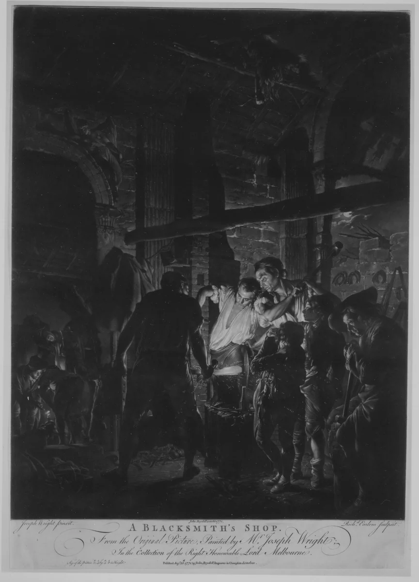 A Blacksmith's Shop by Richard Earlom, print, 1771