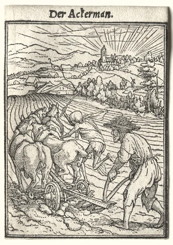 Dance of Death: The Ploughman by Hans Holbein the Younger, print, 1521-1531