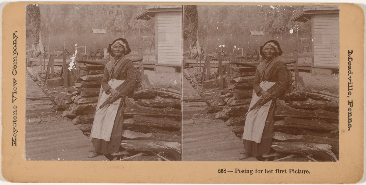 "Posing for Her First Picture" by Keystone View Company, photograph, 1885-1899