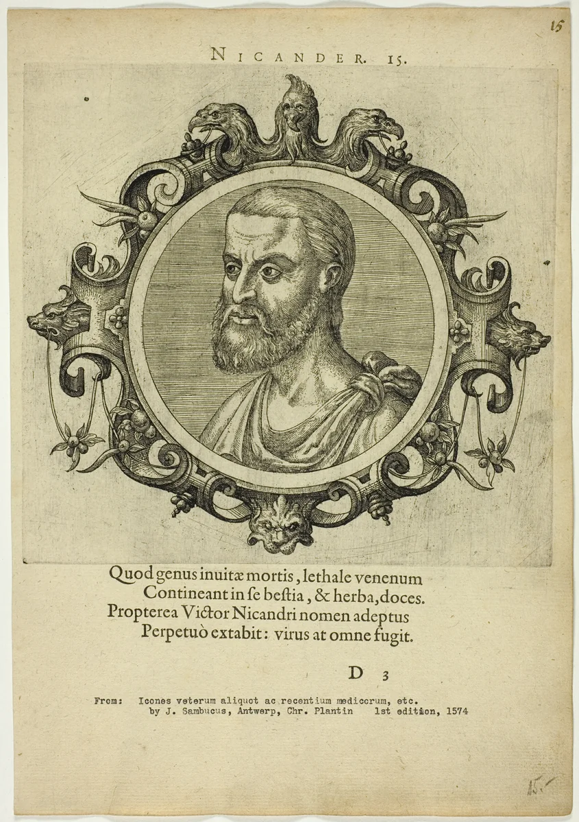 Portrait of Nicander by Unknown Artist, print, 1574