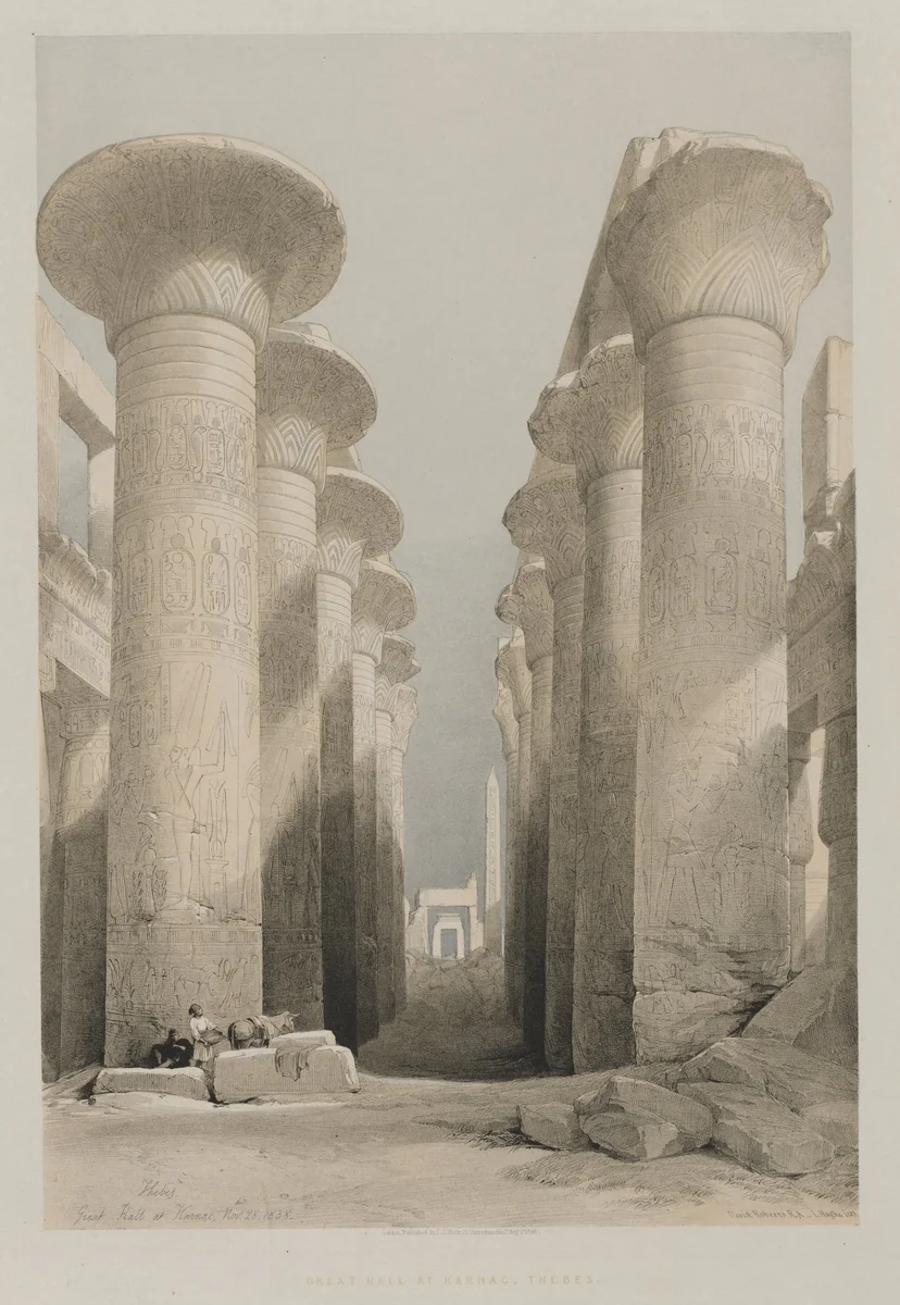 Egypt and Nubia, Volume I: Thebes, Great Hall at Karnac by Louis Haghe, print, 1848