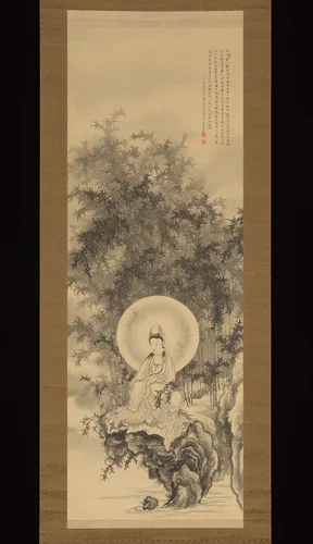 Kannon in a Bamboo Grove by Amano Hōko (天野方壺), painting, 1884