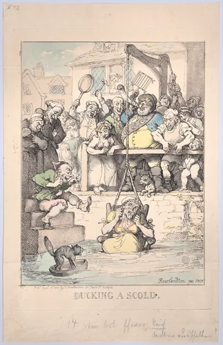 Ducking a Scold by Thomas Rowlandson, print, 1803