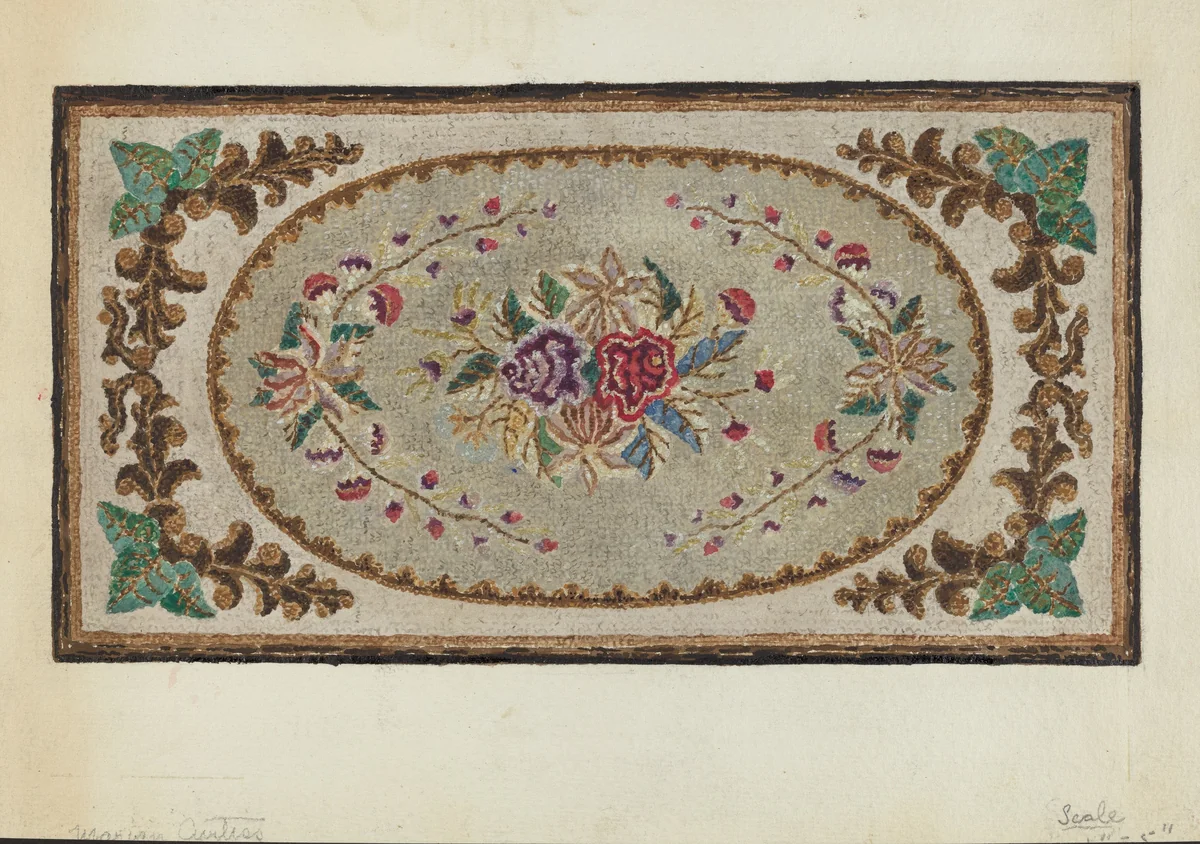 Hooked Rug by Marian Curtis Foster, index of american design, 1936