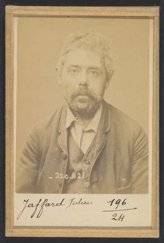 Jaffard. Julien, Ludovic. 37 ans, né le 31/5/57 à Lesterps (Charente). Journalier. Anarchiste. 2/7/94. by Alphonse Bertillon, photograph, 1894