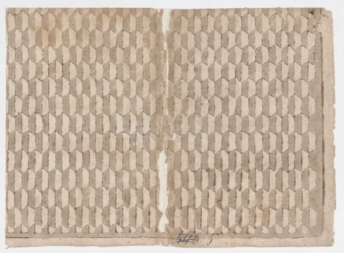Sheet with overall abstract pattern by anonymous, print, 1800-1900