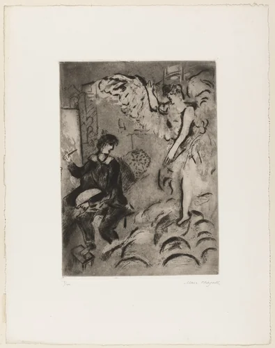 The Angel and the Artist by Marc Chagall, print, 1924