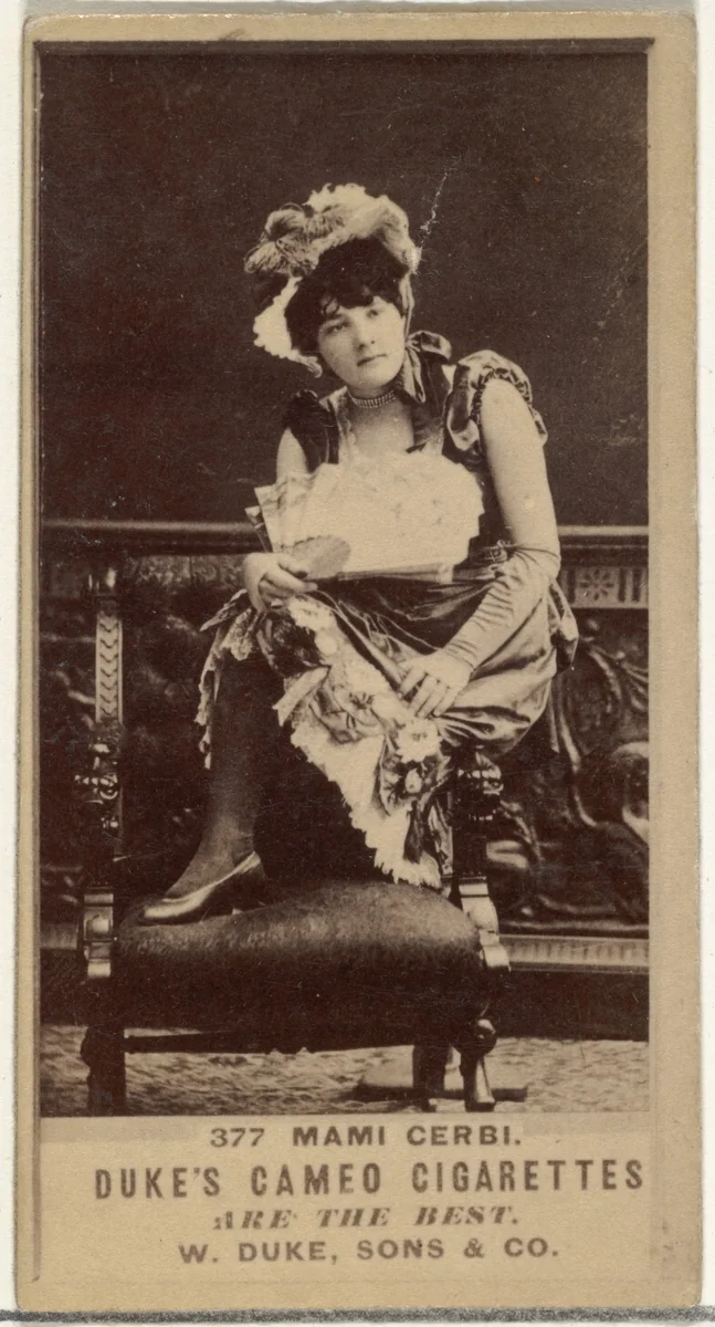 Card Number 377, Mami Cerbi, from the Actors and Actresses series (N145-5) issued by Duke Sons & Co. to promote Cameo Cigarettes by W. Duke, Sons & Co., photograph, 1880-1889