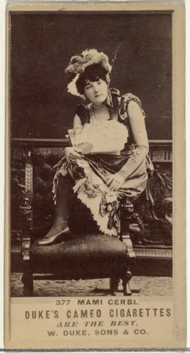 Card Number 377, Mami Cerbi, from the Actors and Actresses series (N145-5) issued by Duke Sons & Co. to promote Cameo Cigarettes by W. Duke, Sons & Co., photograph, 1880-1889