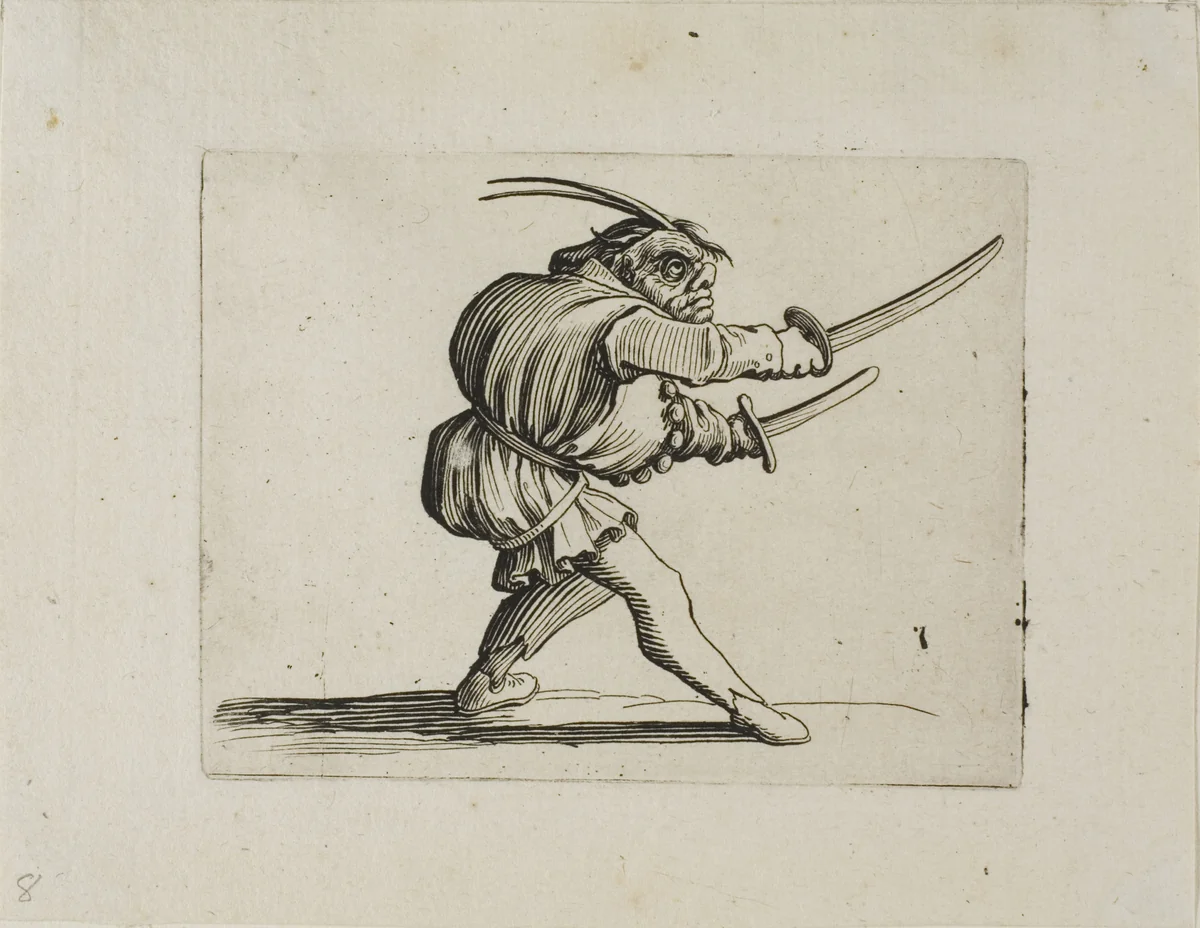 The Duelist with Two Swords, from Varie Figure Gobbi by Jacques Callot, print, 1616